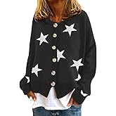 ZOCANIA Floral Sweater Women Knit Cardigan V Neck Button Down Sweaters for Womens Long Sleeve Cardigans Outerwear