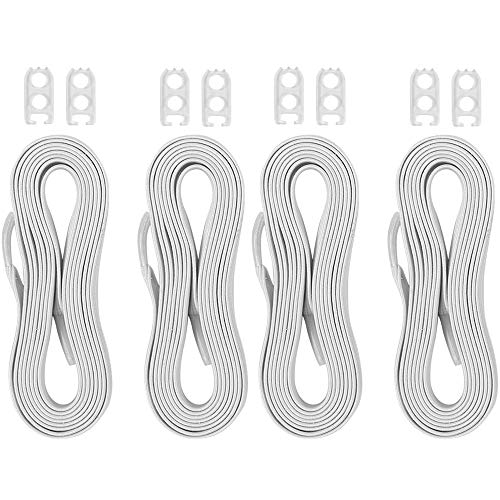 JZY No Tie Shoelaces Flat Athletic Shoe Laces with Elastic Fits All Adult and Kids Shoes (White+White) - Thumbnail 7