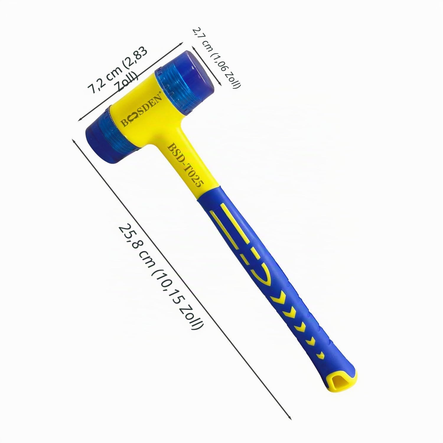 BOOSDEN Gummihammer, 30mm, mit, rutschfestem stoßdämpfendem Fiberglasstiel 2