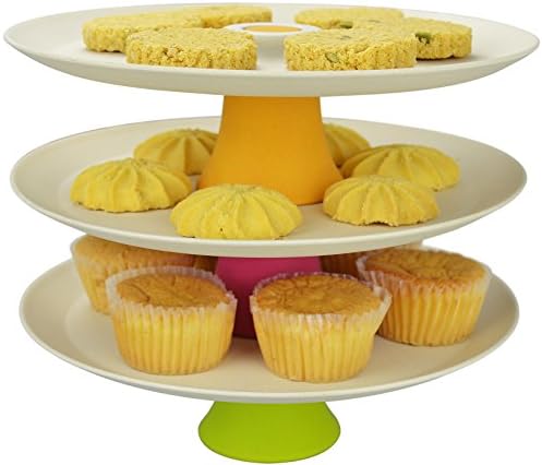 Surpahs 10-Inch Stackable Cake Stands, 6 Pcs Set, Made of Bamboo Fiber
