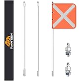 RAYTEEN 10ft ATV Safety Flag Kit with 2 Bases & Storage Bag - Off-Road Whip Flag Pole for Jeep/UTV Trucks, Sand Dune Accessories with Quick-Release Mount