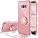 Galaxy S8 Plus Case, Glitter Luxury Cute Phone Case for Women Girls with Kickstand, Bling Diamond Rhinestone Bumper with Ring Stand Compatible with Galaxy S8 Plus Case for Girl Women - Rose Gold