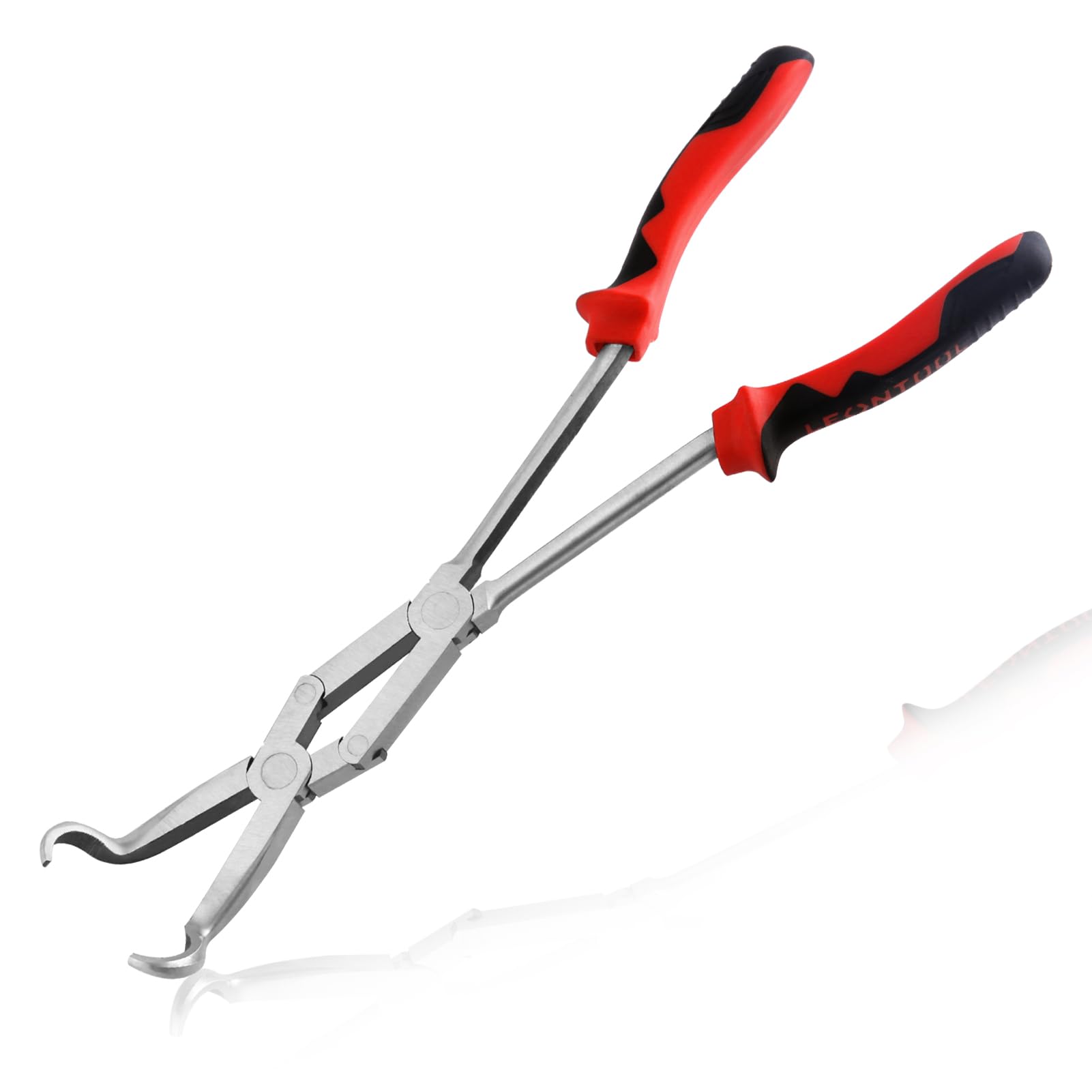 LEONTOOL Extra Long Nose Hose Grip Pliers 13" Spark Plug Pliers Long Reach XL Pivot Ring Nose Plier Hose Removal Plier with Serrated Jaw Spark Plug Boot Puller for Hard to Reach Narrow Spaces,Large