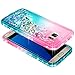 Galaxy S7 Edge Case, NageBee Glitter Liquid Bling Floating Quicksand Waterfall Sparkle Diamond Women Kids Girls Cute Case w/[Full Cover Soft Screen Protector] for Samsung Galaxy S7 Edge -Pink/Aqua