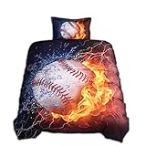 Lldaily 3D Sports Baseball Bedding Set for Teen Boys,Duvet Cover Sets with Pillowcases,Twin Size,2PCS,1 Duvet Cover+1 Pillow Shams,(Comforter not Included)