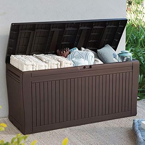 Amazon Co Jp ウッド調 ゴミ箱 座れる ベンチ 物置 収納庫 ストッカー 収納ベンチ 園芸用品 分別 ゴミ置き場 おしゃれ Diy 工具 ガーデン