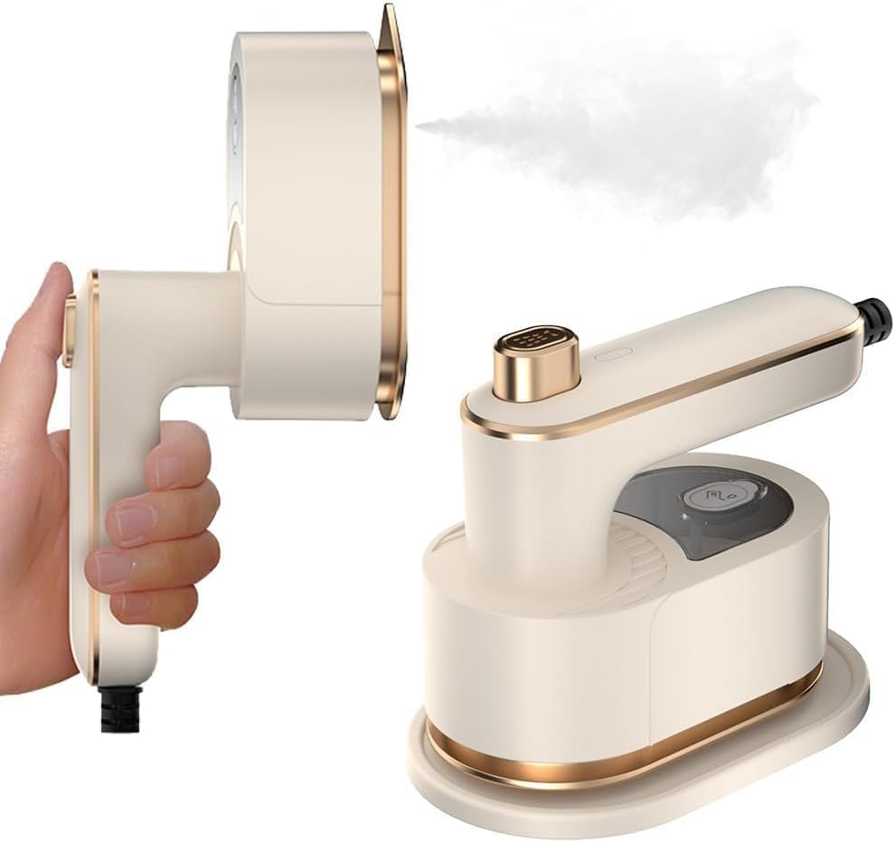 Photo 1 of Travel Steamer Iron for Clothes Mini-Portable Ironing Machine Travel and Iron Fast 10s Heat-Up and 180° Rotating Handle,Horizontal and Vertical,Garment Steamer and Iron for Travel Office Home(White)