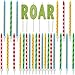 Roar Birthday Cake Topper Letters with Thin Printed Candles and Holders (28 Pack)