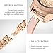 TOYOUTHS Stylish Strap Compatible with Galaxy Watch 42mm Bands Women Replacement Wristband for Galaxy Active 2 40mm 44mm/Gear S2 Classic/Gear Sport Stainless Steel Metal+Leather Rose Gold