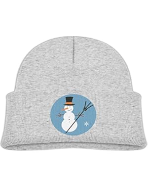 Kids Cool Snowman With Hat and Snowflake Casual Flexible Winter Knit Hats/Ski Cap/Beanie/Skully Hat Cap