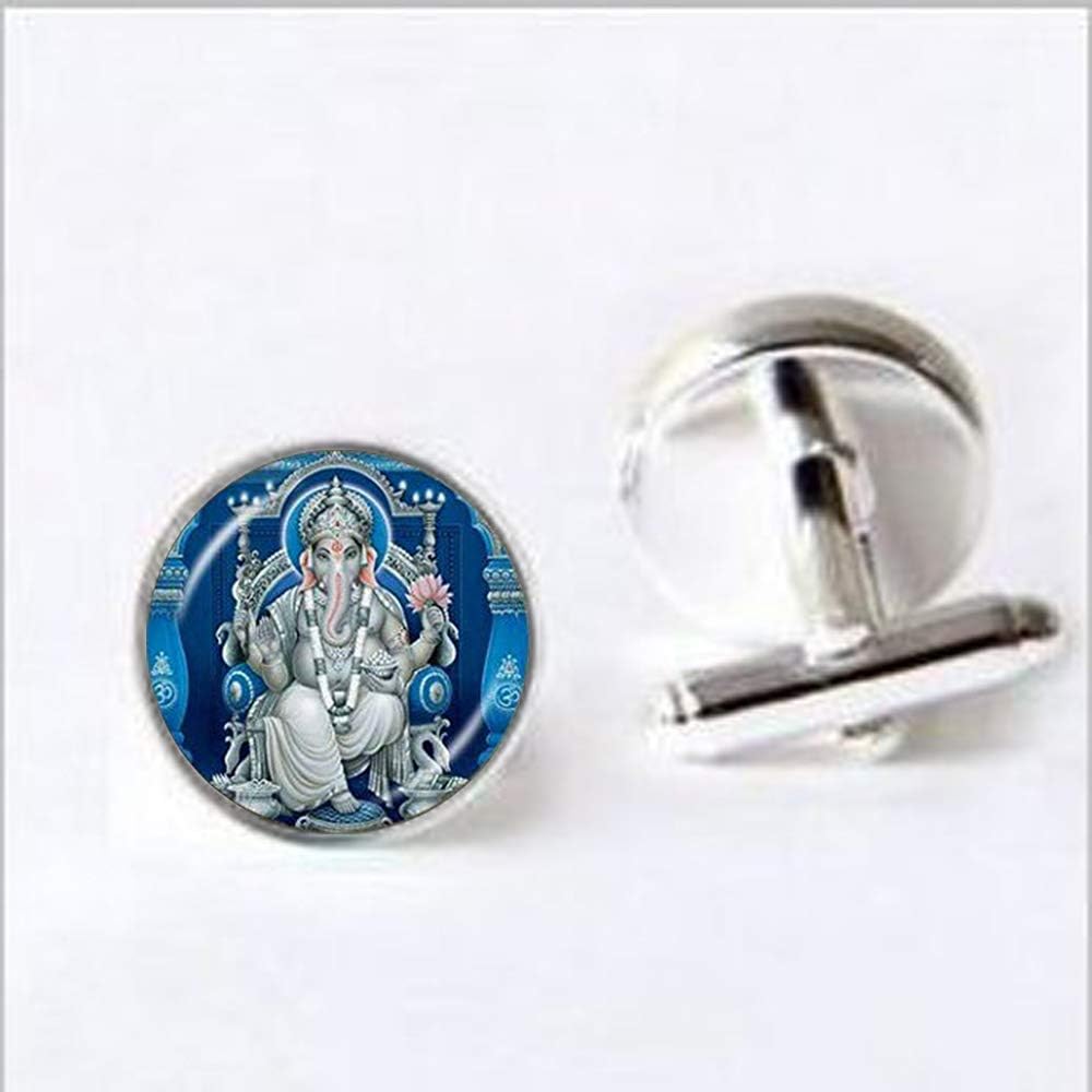 Lord Ganesh Ganesha Pendant Necklace Hindu Elephant Necklace Buddha Meditation Spiritual Art Om Jewelry,Everyday Gift Cufflinks