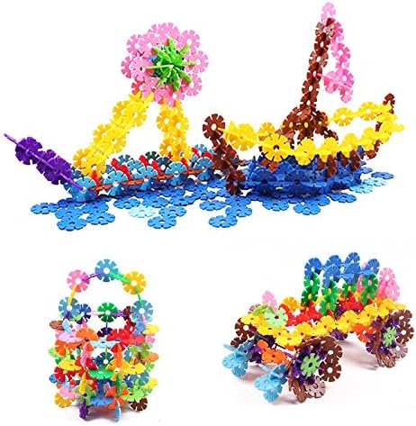 STEM 500 Pieces Kids Building Blocks Educational Brain Development Set|Plastic Discs Snow FlakesToys for Preschool Boys and Girls(with Storage Bag)
