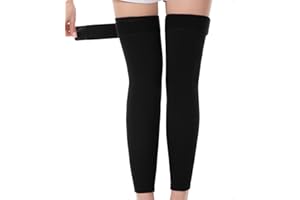 PURFUN Winter Thermal Long Leg Warmers with Bandage, Men Women Olders Lightweigh Stretchy Knee Braces Ski Cycling Leg Sleeves