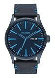 Nixon Men's A1052224-00 Sentry Leather Analog Display Japanese Quartz Blue Watch