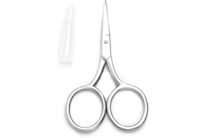 Highsoner Wave 3.5 Inch Facial Hair Scissors for Men - Mustache, Nose, Beard, Eyebrows, Eyelashes and Ear Hair Cutting Scissors - Professional Trimming Scissors (Silver)
