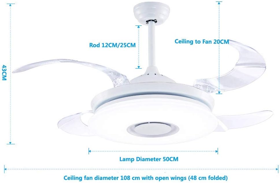 RGB Musica Ventilatori Da Soffitto LED Con Luce E Bluetooth Altoparlante Fan Plafoniera Con Telecomando E APP Dimmerabile Silenzioso Lampada da