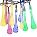 Water Drops Lights, Mulcolor 21 ft 30 LED Solar String Lights Outdoors Fairy String Light Halloween Christmas Lights for Garden Path, Party, Bedroom Decoration (Multi-color)