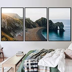 signwin 3 Piece Framed Canvas Wall Art Lake...