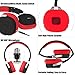 OXA Wireless Bluetooth Headset Foldable Noise Cancelling Sport Headphones with Microphone, NFC and Pedometer for TV Smartphone Devices, Black & Red