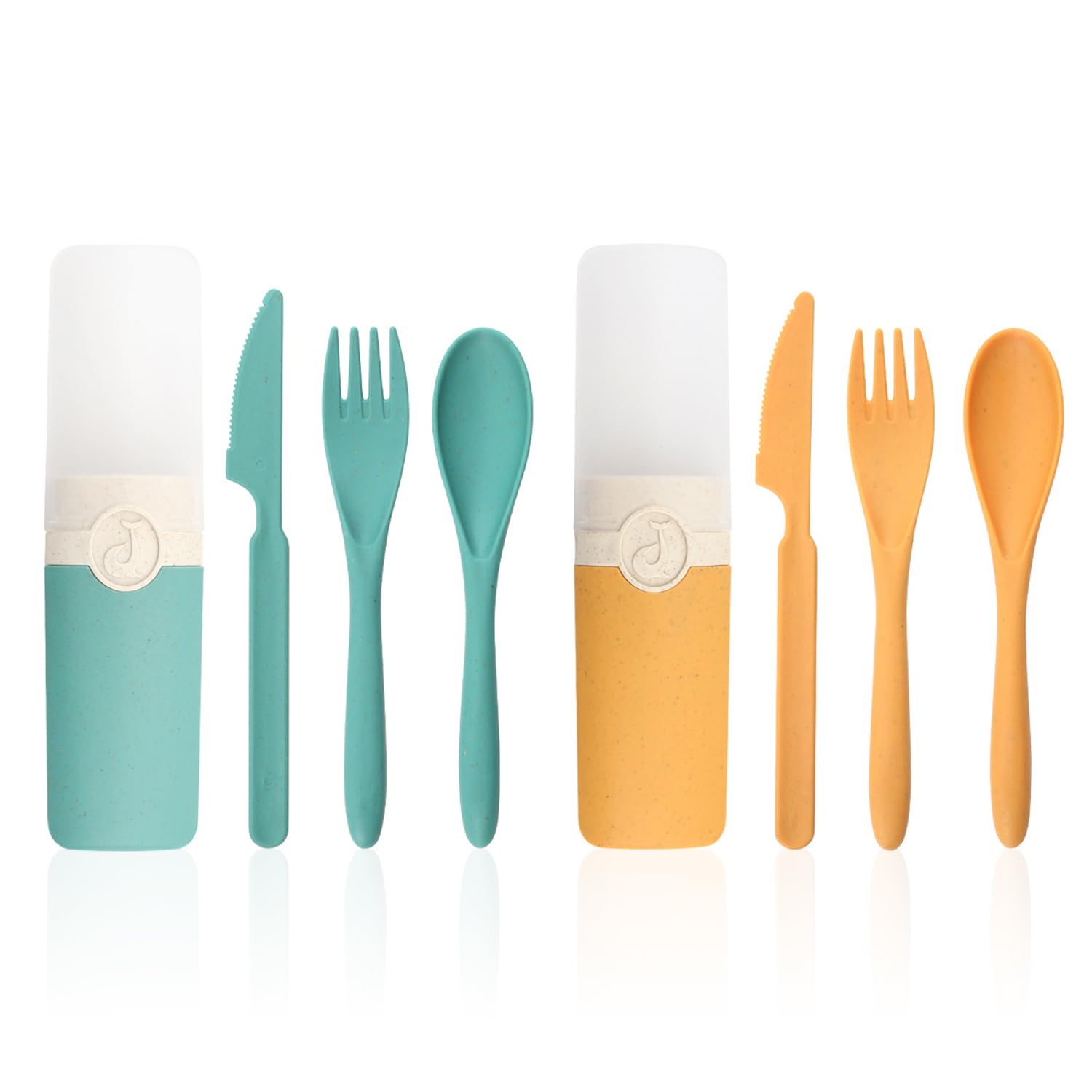 GVSAVY 2 cutlery set, travel cutlery tray, portable cutlery box, reusable plastic cutlery set for work, travel, picnic, camping