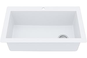 Karran QT-670 Drop-In Quartz Composite 33 in. 1-Hole Single Bowl Kitchen Sink in White