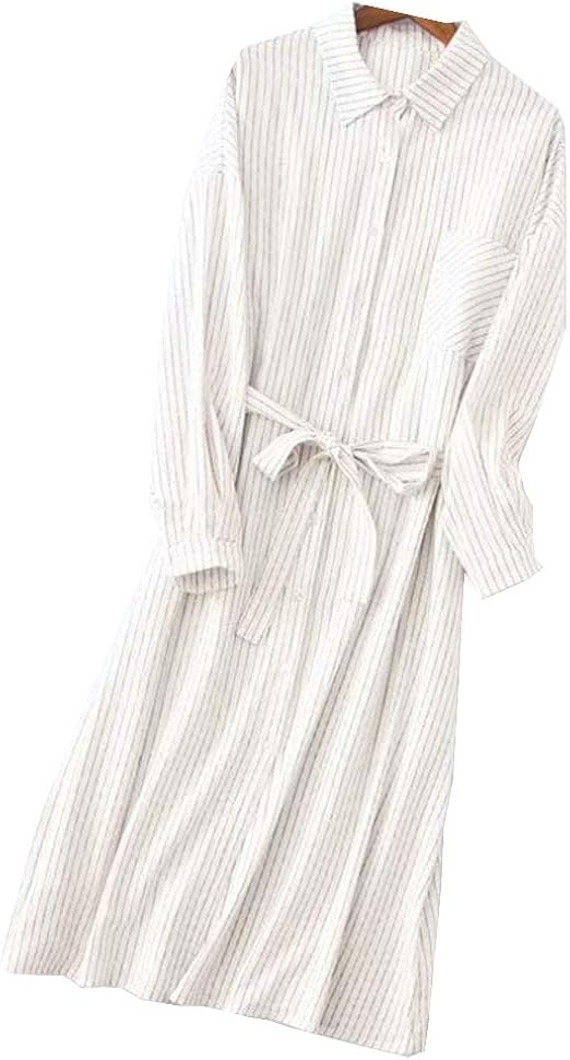 Amazon 美しいです シャツワンピース レディース ロングシャツ 長袖 カーディガン ストライブ 薄手 2way兼用 羽織 ゆったり 着痩せ オフィス カジュアル 幅広く活躍 カーディガン ボレロ 通販