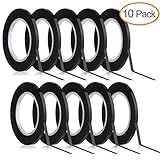 Kuuqa Black Whiteboard Tape 3mm width Graphic Tape Charts Tapes Gridding Marking Tape Self Adhesive, 10 Rolls