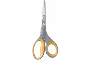 Westcott Titanium 8-Inch Straight Scissor (13529) - Single, Grey with Yellow