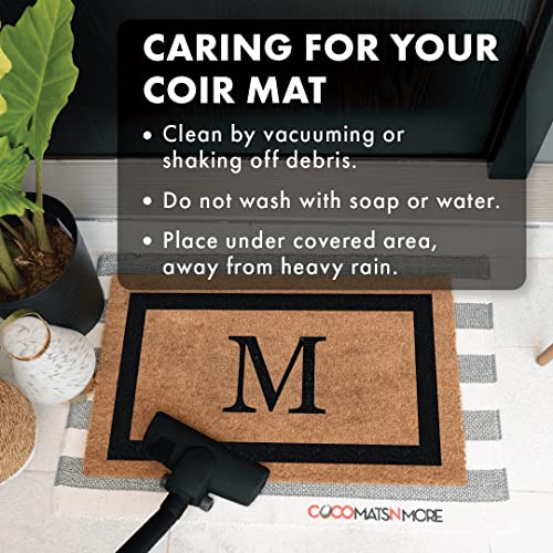 Coco Mats 'N More Black Single Bordered Monogrammed Coco Doormat 18" x