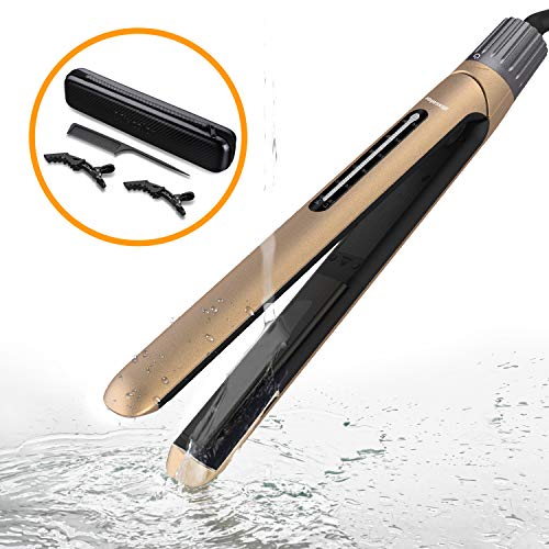 Mixcolor Professional Ceramic Tourmaline Flat Iron Hair Straightener and Curler with Water&Dust Proof 15s Heating-up Rotating Adjustable Temp 265-450℉