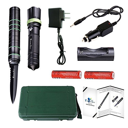 Futuresky Tactical Flashlight -Handy Survival Rescue Self Defense Emergency Knife With LED Rechargeable Torch and Window Breaker For Car Home Vehicle Camping Hiking Hunting Travel
