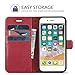 iPhone 8 Case, iPhone 7 Wallet Case, TUCCH Premium PU Leather Flip Folio Wallet Case with Card Slot, Stand Holder, Magnetic Closure [TPU Shockproof Interior Protective Case] Compatible iPhone 7/8, Red