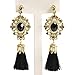 Gold Tassel Bohemian Vintage Dangle Drop Big Statement Earrings for Women, Black