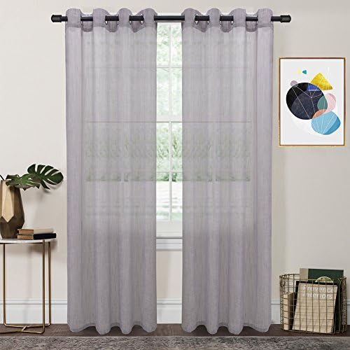 FY Fiber House Ultra Luxury Woven Sheer Voile Window Curtains with Grommet Panels, 2 Panels,54 by 63-Inch, Pink