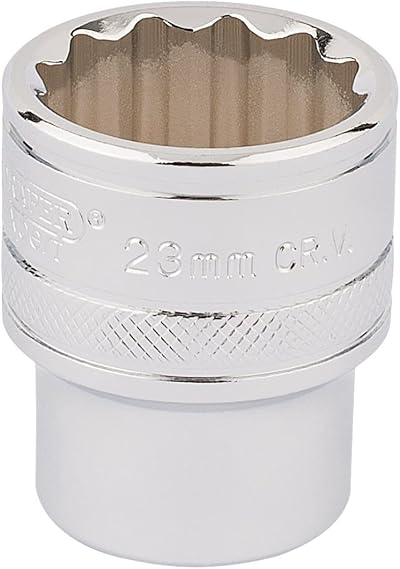 Draper 33370 1/2 Inch Square Drive 12 Point Socket 23mm Blue