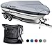 Leader Accessories 600D Polyester 5 Colors Waterproof Trailerable Runabout Boat Cover Fit V-Hull Tri-Hull Fishing Ski Pro-Style Bass Boats,Full Size (22'-24'L Beam Width up to 116'', Grey)