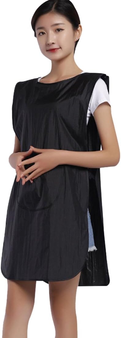 Salon Double Faced Apron Barber Work Wear Coat Hairdresser Waterproof Sleeveless Apron Black