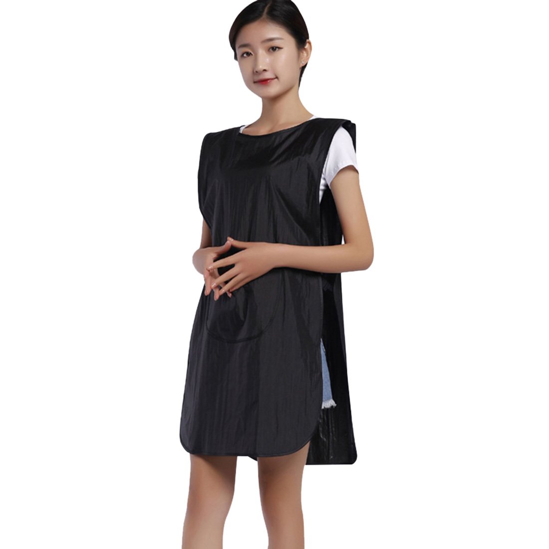 Salon Double Faced Apron Barber Work Wear Coat Hairdresser Waterproof Sleeveless Apron Black