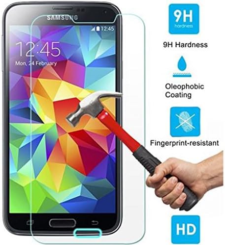Verizon Samsung Galaxy S5 (SM-G900V) Screen Protector, Tempered Glass Screen Protector 9H Hardness HD Clear LCD Cover Display Film Guard for Samsung Galaxy S5 (SM-G900V)