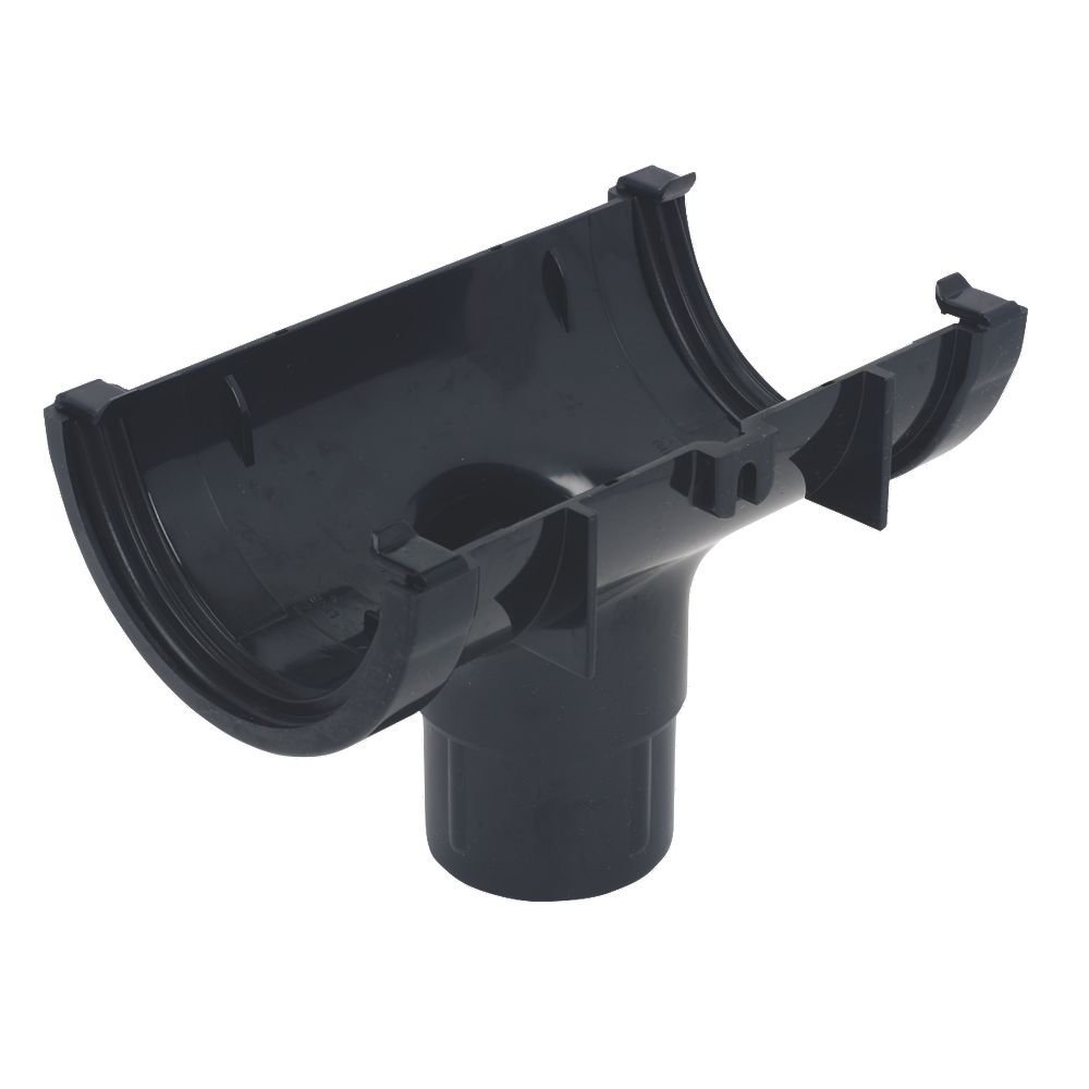 Floplast Black (76mm Running Outlet for 50mm downpipes) Miniflo Guttering for shed, Porch, Conservatory, Out Building, etc Full Range