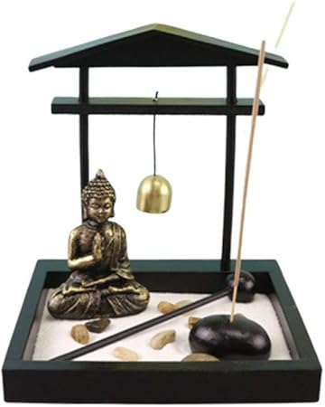 Toyvian Escritorio Zen Arena Jardín Meditando Estatua de Buda Bandeja
