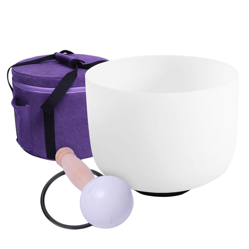 ENERGYSOUND Crystal Quartz Bowl 432 Hz F Heart Chakra Quartz Crystal Singing Bowl 8 inch (20 cm)+ Case bag