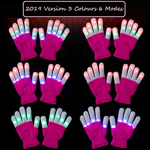 Charlemain LED Handschuhe Kinder,6 Modus, blinkende Handschuhe Spielzeug für Weihnachten, Halloween, Konzert, Geschenke, kleine LED Handschuhe für Kinder, Mädchen, Junge, Geschenk(5-10 Jahre)