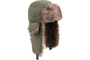 CCHUDE Winter Trapper Hats Unisex Faux Fur Hunting Hat Cold Weather Ski Cap Warm Windproof Trooper Hats with Ear Flaps Green