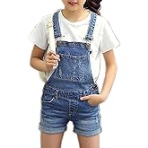 Flyswiner Girls Little Big Kids Distressed BF Jeans Cotton Denim Bib Overall Shorts 1P