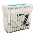 Artify Premium Art Set 40 Colors Dual Tipped Twin Marker Pens with Plastic Carrying Case