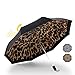 Kobold Silica Gel Handle Leopard Pattern Double Layers Canopy Parasol Umbrella Windproof Travel Compact UV Protection Umbrellas Lightweight