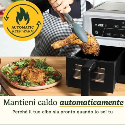 Air Fryer XXL Doppia Zona | PFAS Free | 2x5,2L | Frigge, cuoce, disidrata, mantiene caldo | 8+ porzioni | Parti lavabili in lavastoviglie