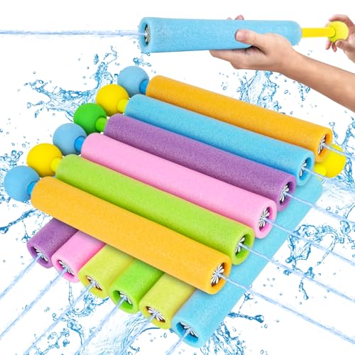 Pistolet a Eau, 12 Pièces Pistolet à Eau Enfant, Pistolets à Eau en Mousse Couleur, Jouets d'extérieur pour l'été, pour Piscine, Plage, Jardin, Jeux Piscine Enfant, Garçons et Filles