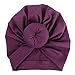 ISHOWDEAL 5PCS Baby Hat with Bow Baby Caps Cotton Hat Turban Headband for Newborn Toddler and Children Suitable for Baby 12-24 months,Black,purple,navy Blue,gray,dark Green, 7.7x0.79 in